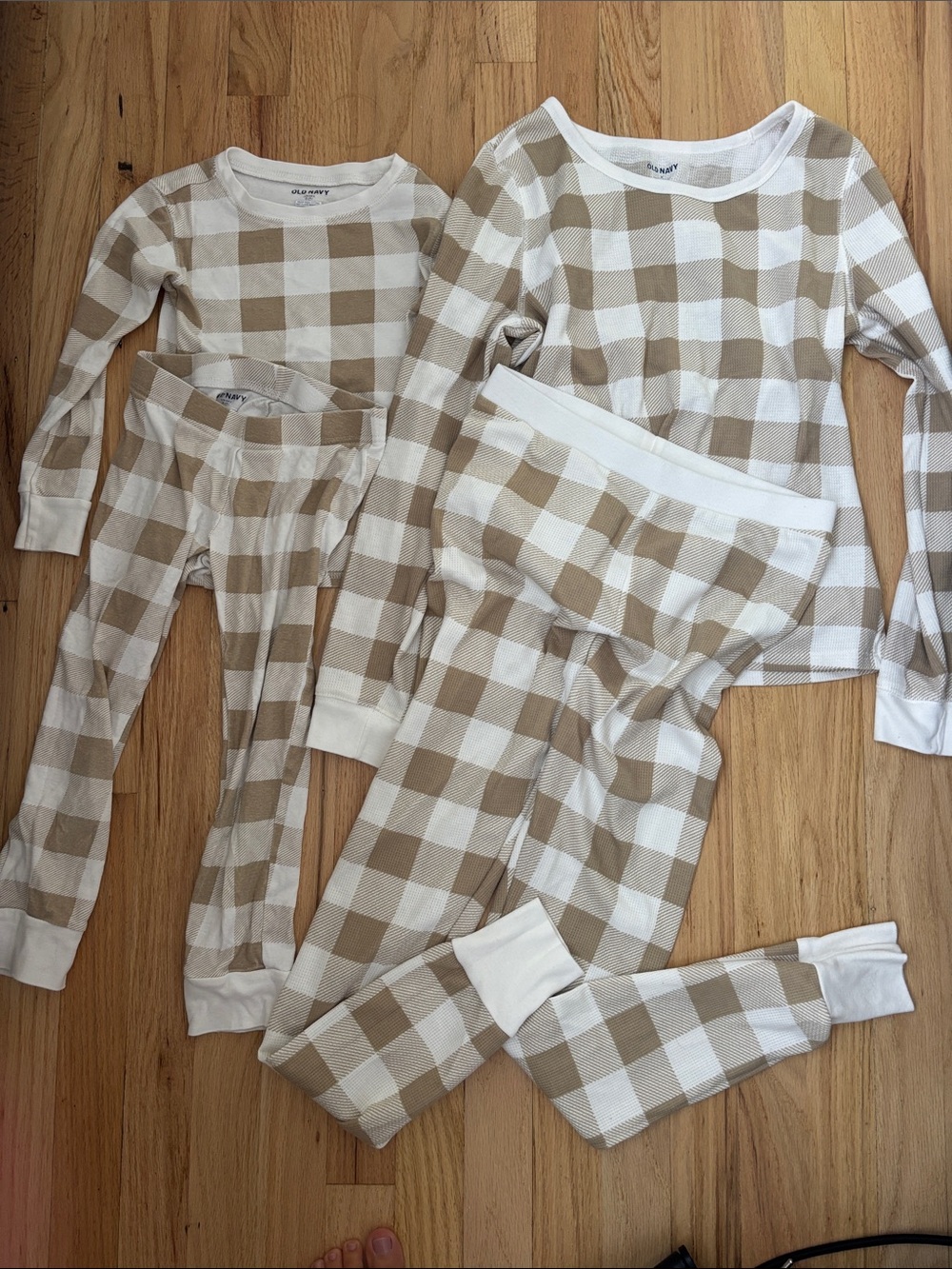 Family pajamas- old navy beige plaid